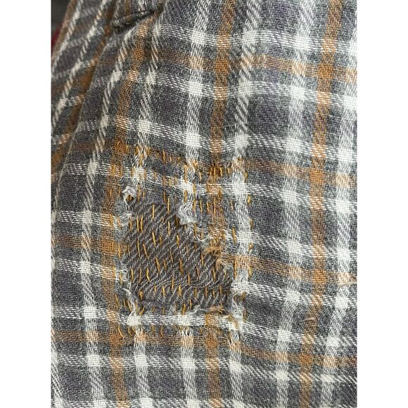 Carbon 2 Cobalt Grey Yellow Button Front Plaid Shirt Large Cotton **Flaw - Picture 11 of 11